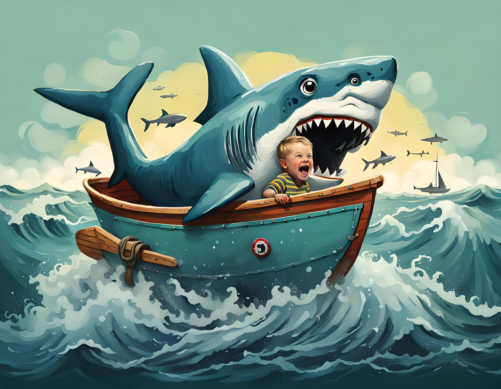 Tiny Man, Giant Shark: A Perilous Encounter