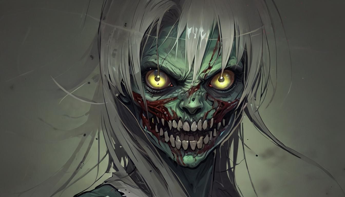 Ravenous Female Zombie Concept Art Illustration