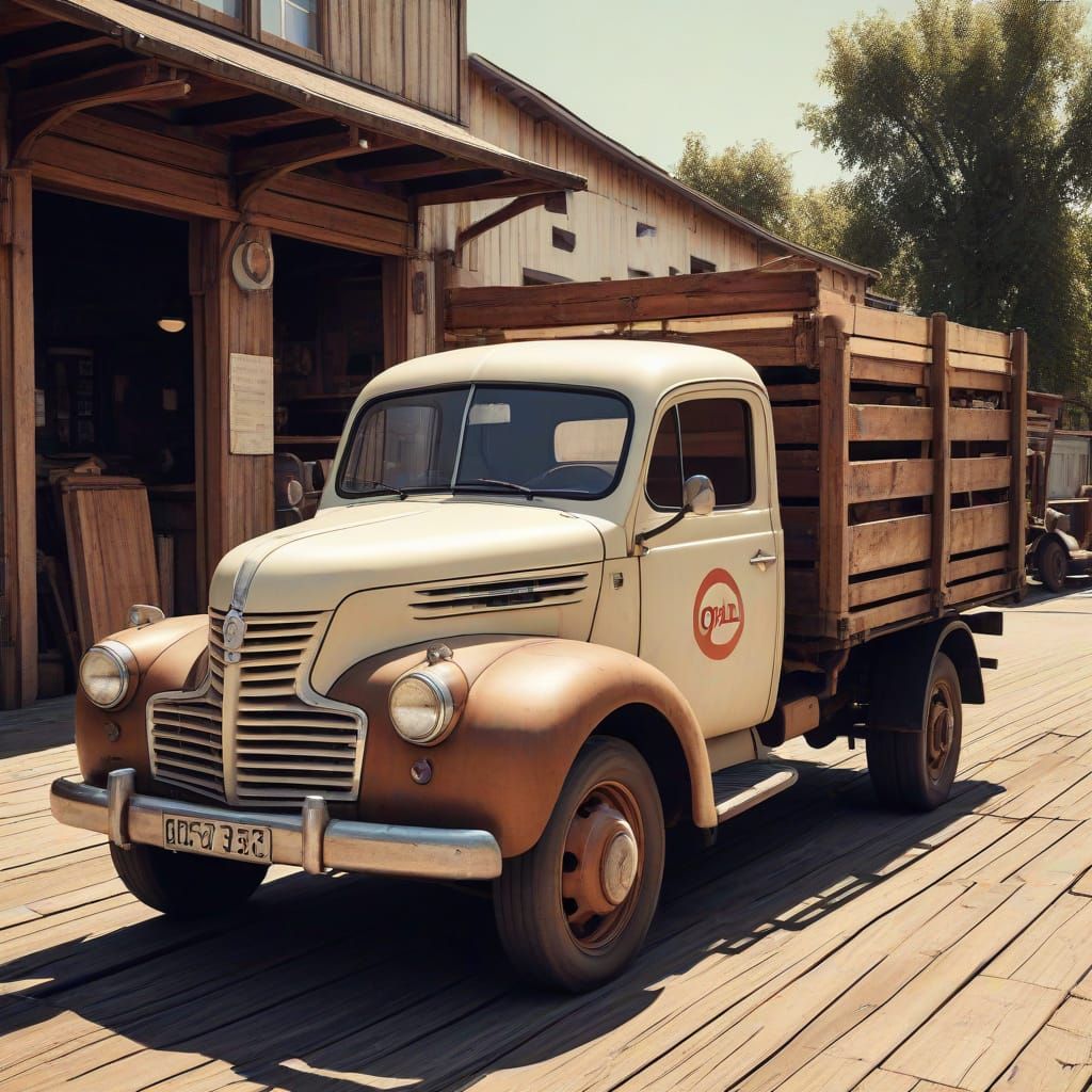 Vintage Opel Blitz Truck in Retro Poster Art Style
