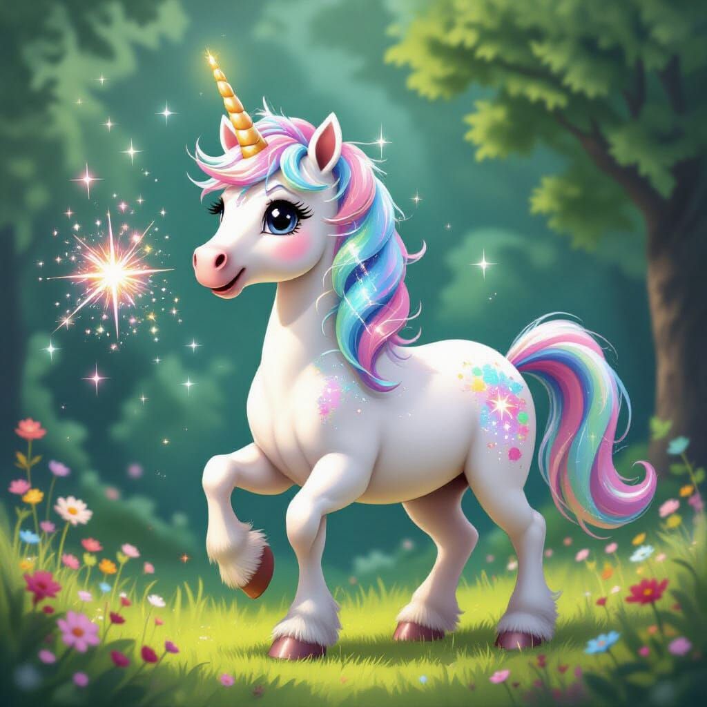 Magical Unicorn Spreading Happiness with Glitter