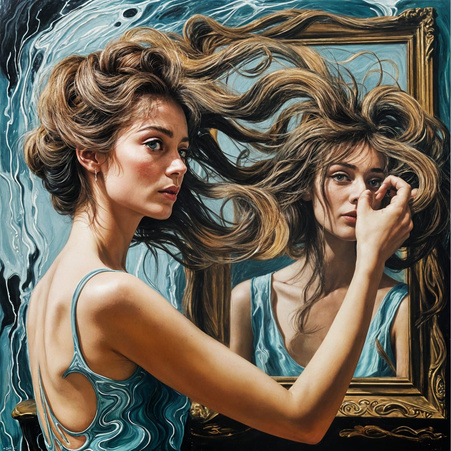 Nathalie Wood Surreal Oil Painting, 1962