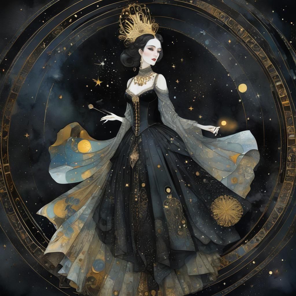 Intricate Circus Queen of Spades in Space