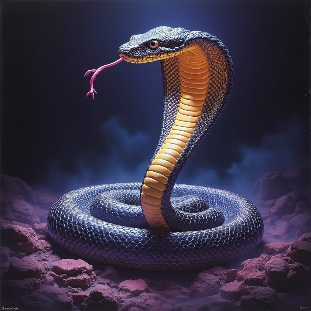 Futuristic Cobra Poster in Retro-Futuristic Style