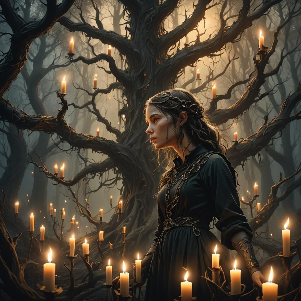 Mystical Forest Girl in Dark Fantasy Art