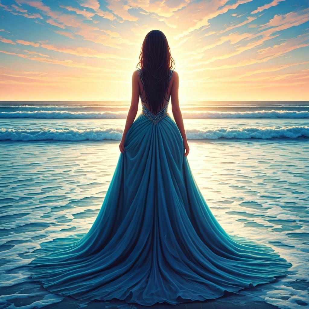 An always evocative ocean goddess walking away from us in a ...