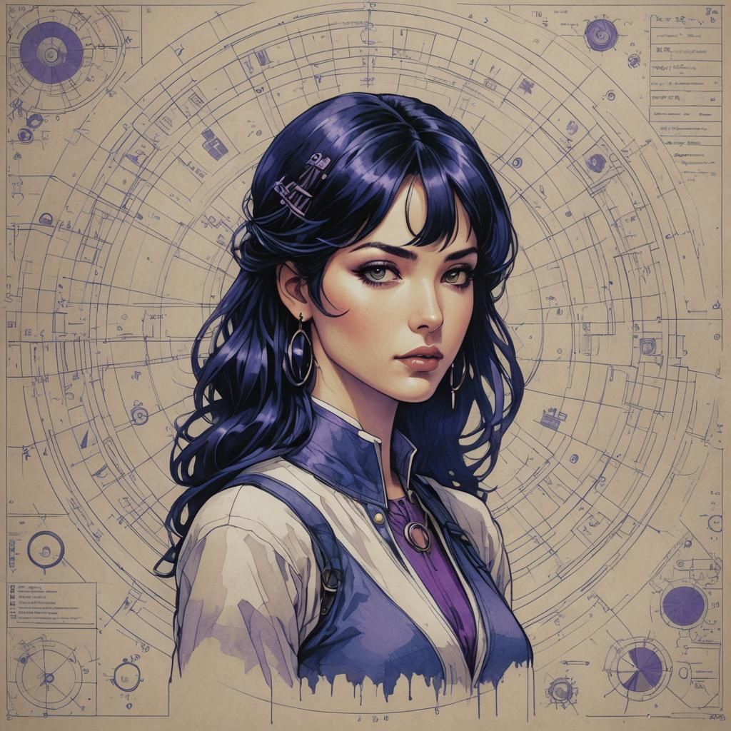 Technical Concept Art: Creature Diagram in Blueprint Style