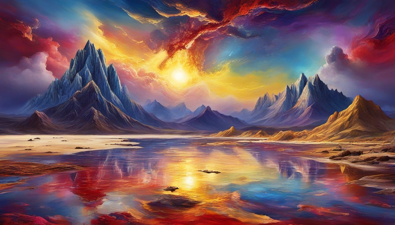 Abstract Surrealist Painting of Astra in Golden Hour