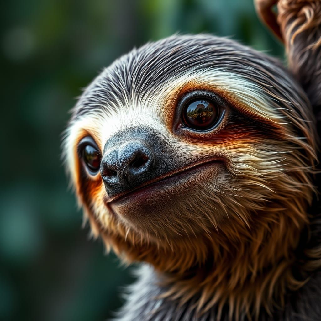Photorealistic Sloth Close-Up in Studio Lighting