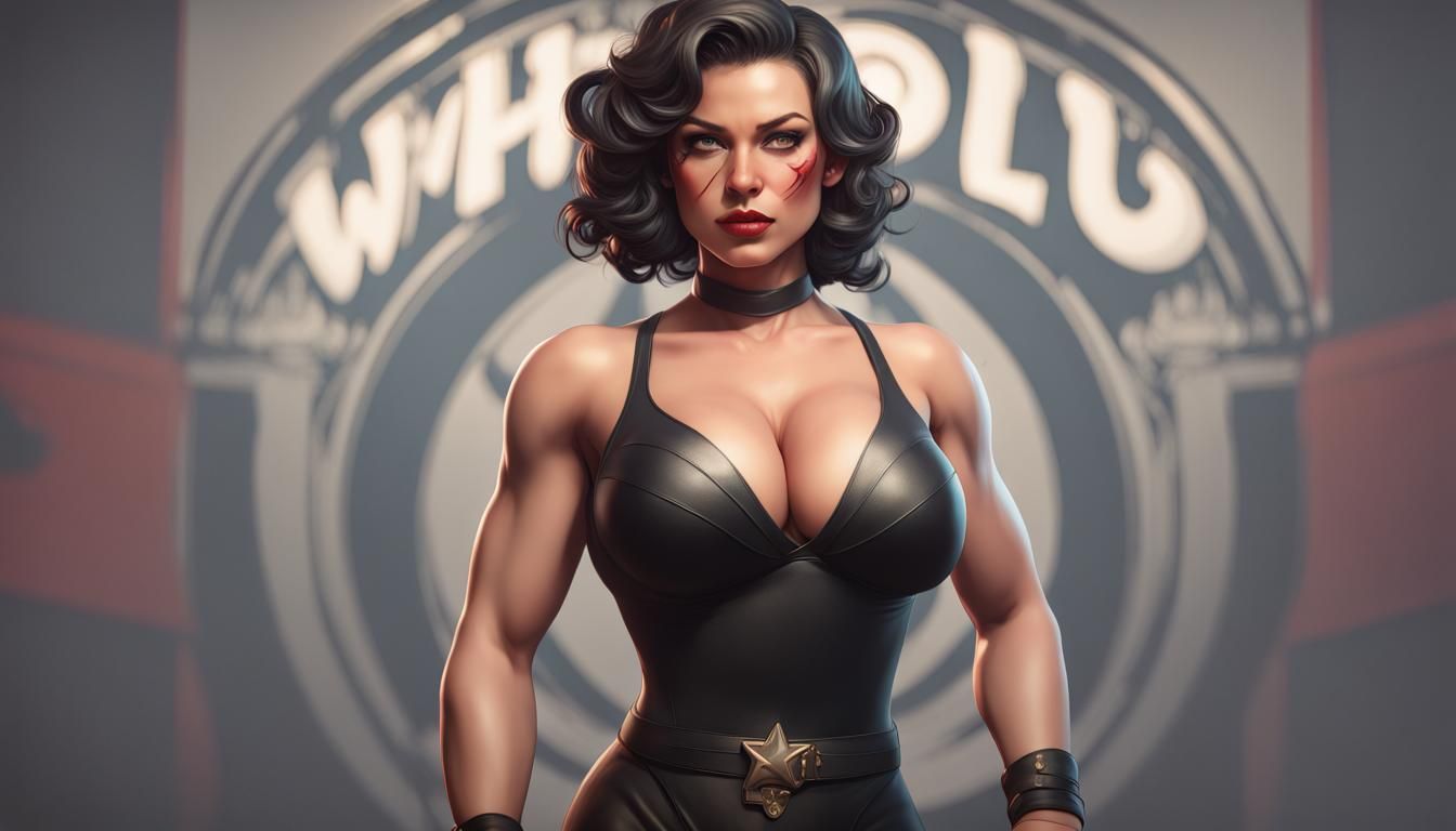 WW2 Pinup: Ultra-Detailed Lady Wrestler Portrait