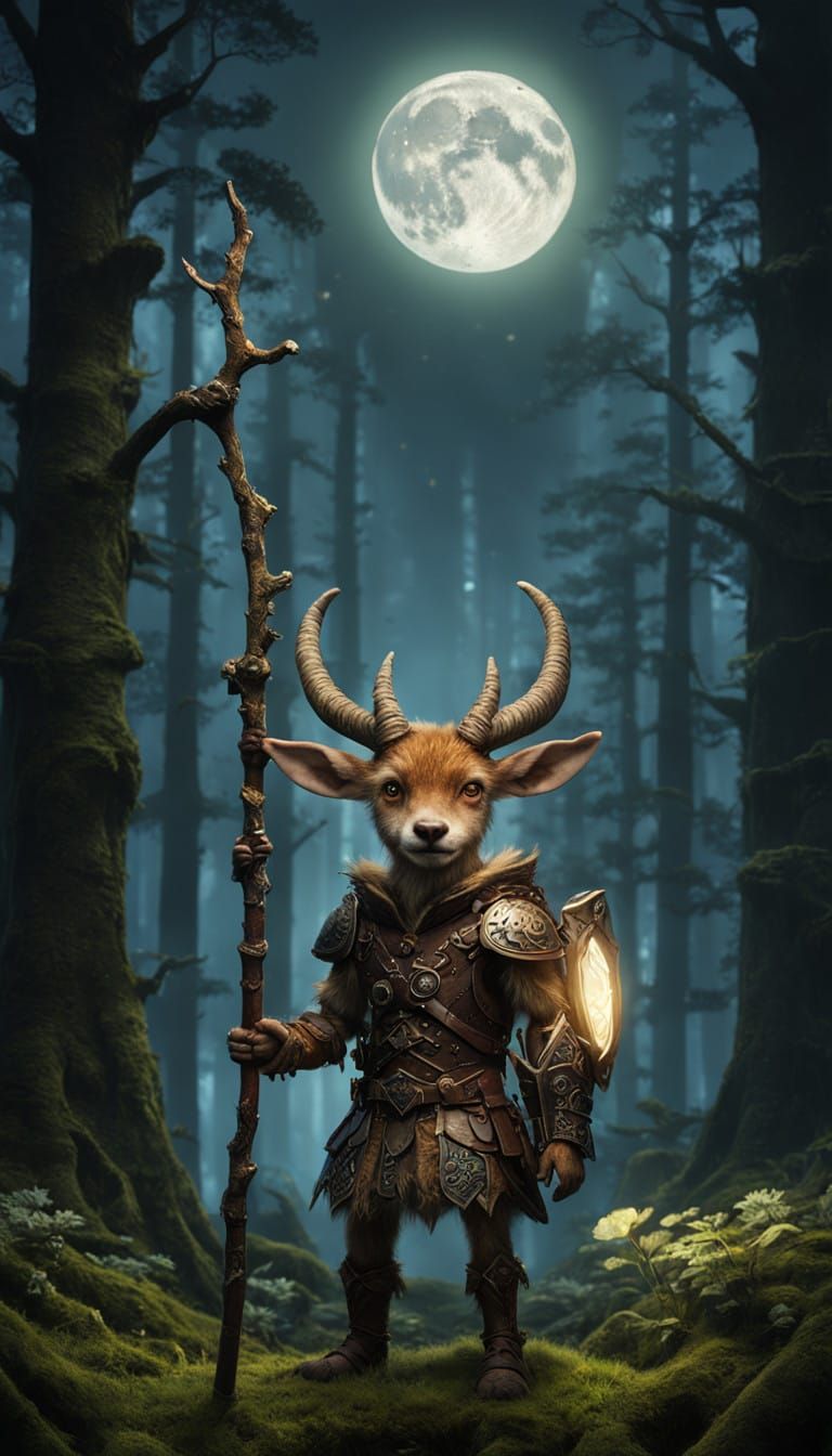 Moonlit Faun in Enchanted Forest