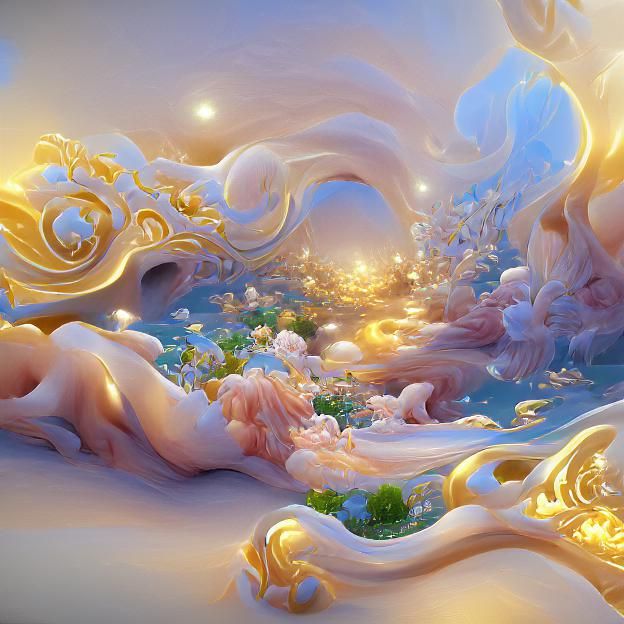 Magical Marble World in Rococo Hyperrealism