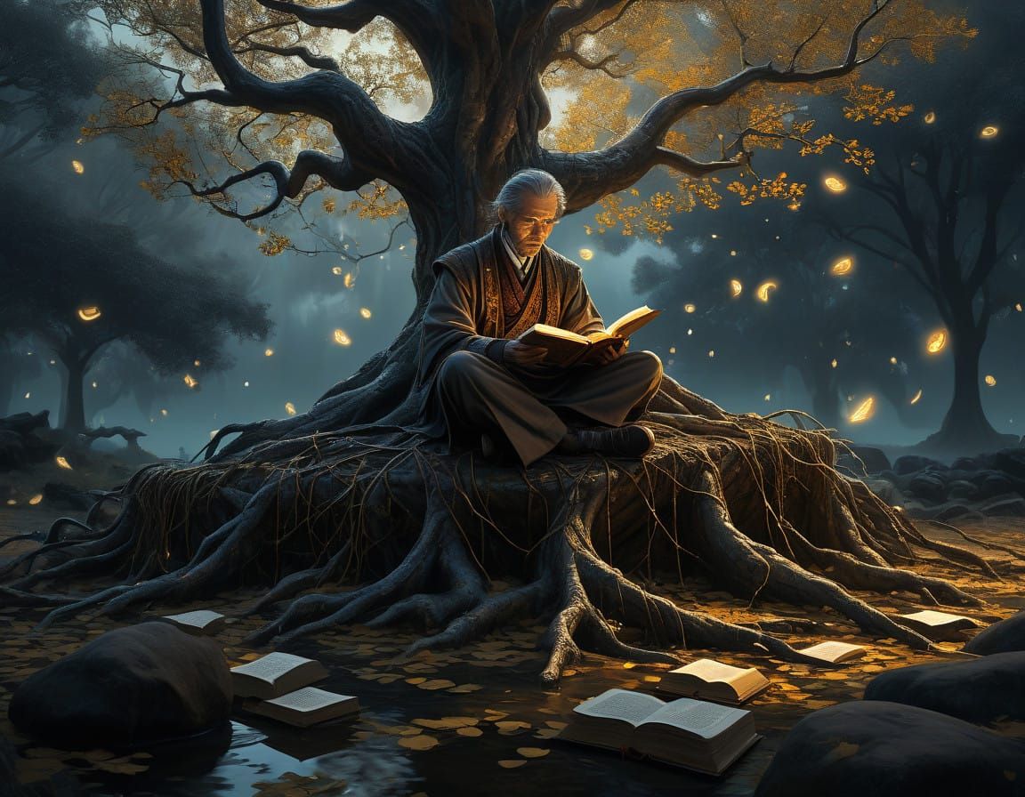 Ethereal Twilight Realm in Cyberpunk Oil Painting Style