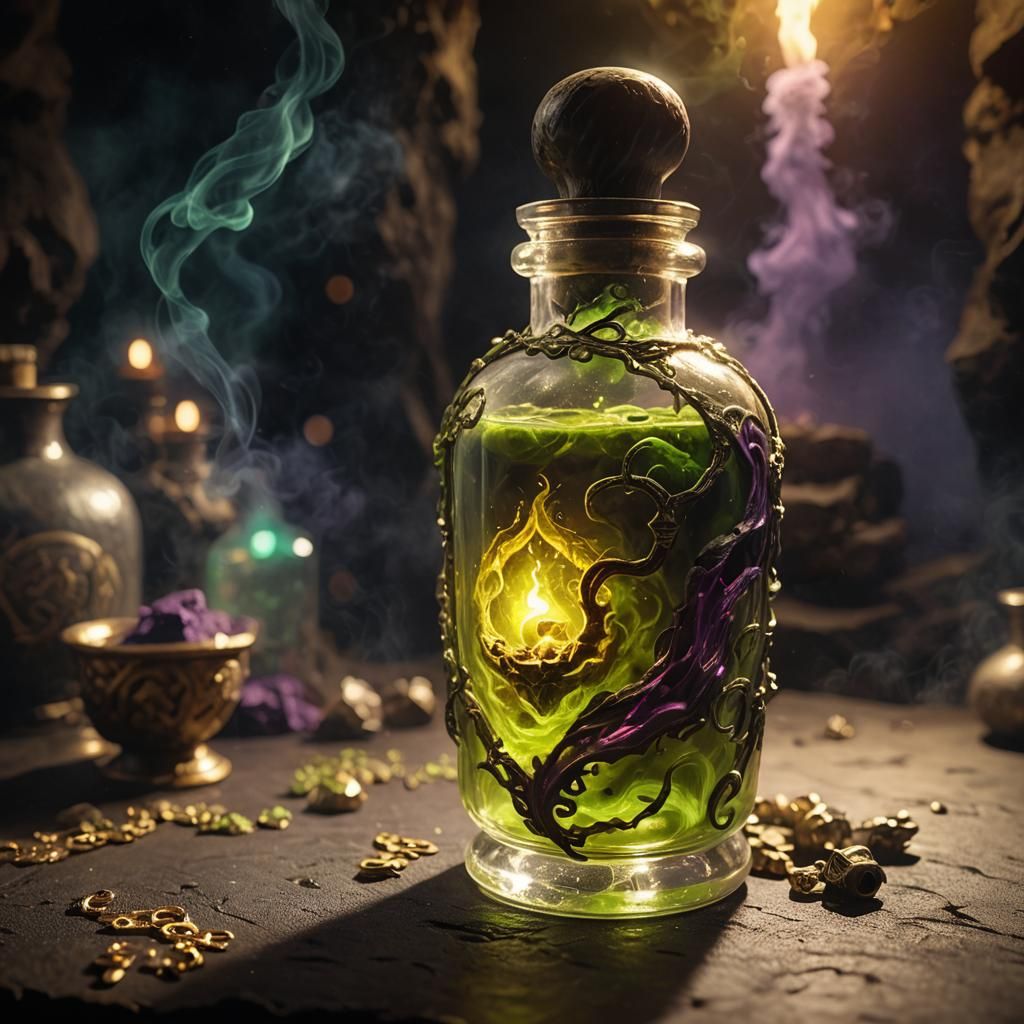 Black Potion of Necrotic Resistance in Dark Fantasy Art