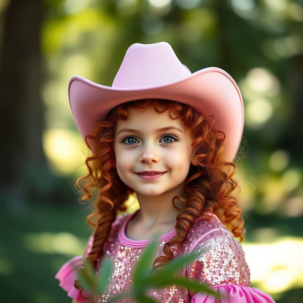 Charming Pink Cowgirl in a Field of Wildflowers
