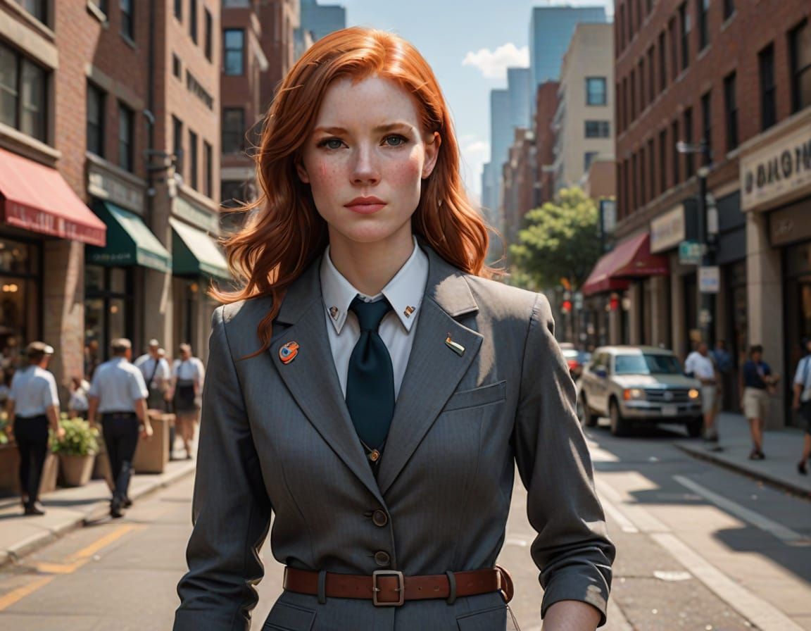 Realistic Redhead Scoutmaster Woman in Suit