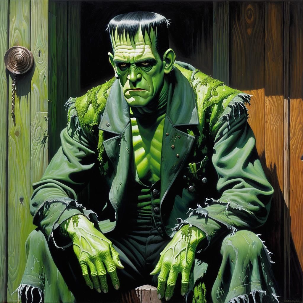 Melancholy Frankenstein's Monster in Zombiecore Style