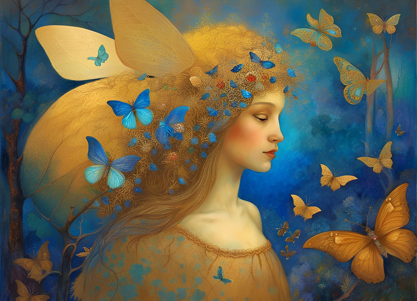 Angelic Princess in Surreal Forest, Visionary Art