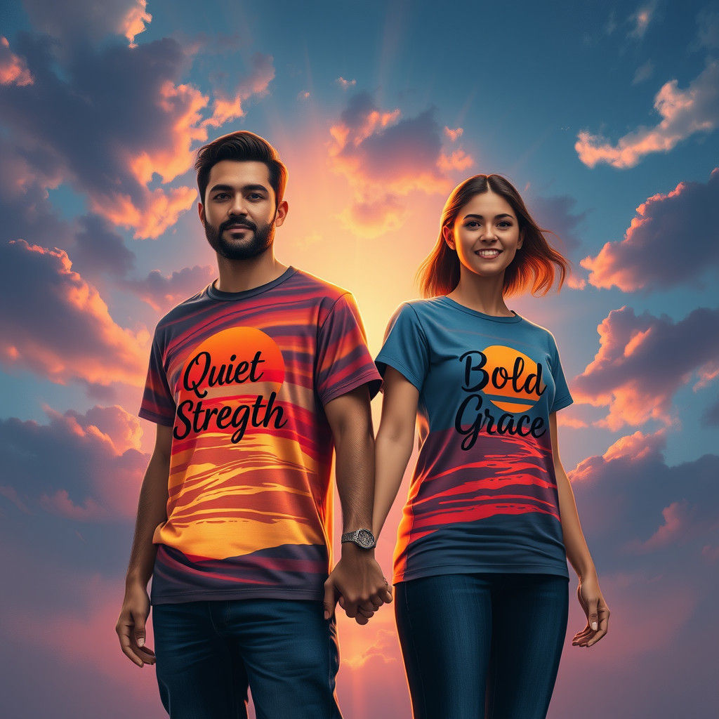 Couple in Harmony: Sunrise and Sunset T-Shirts