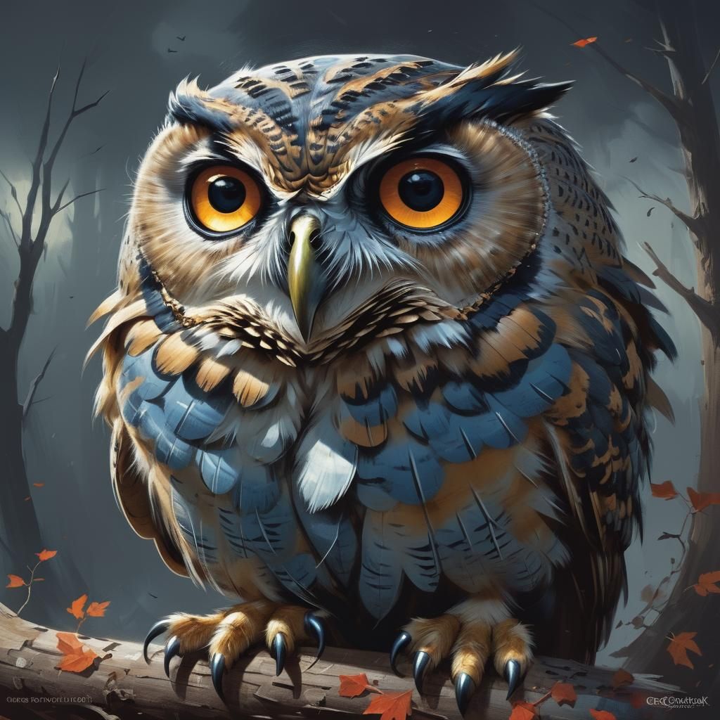 Sinister Owl in Flight, Dark Fantasy Style