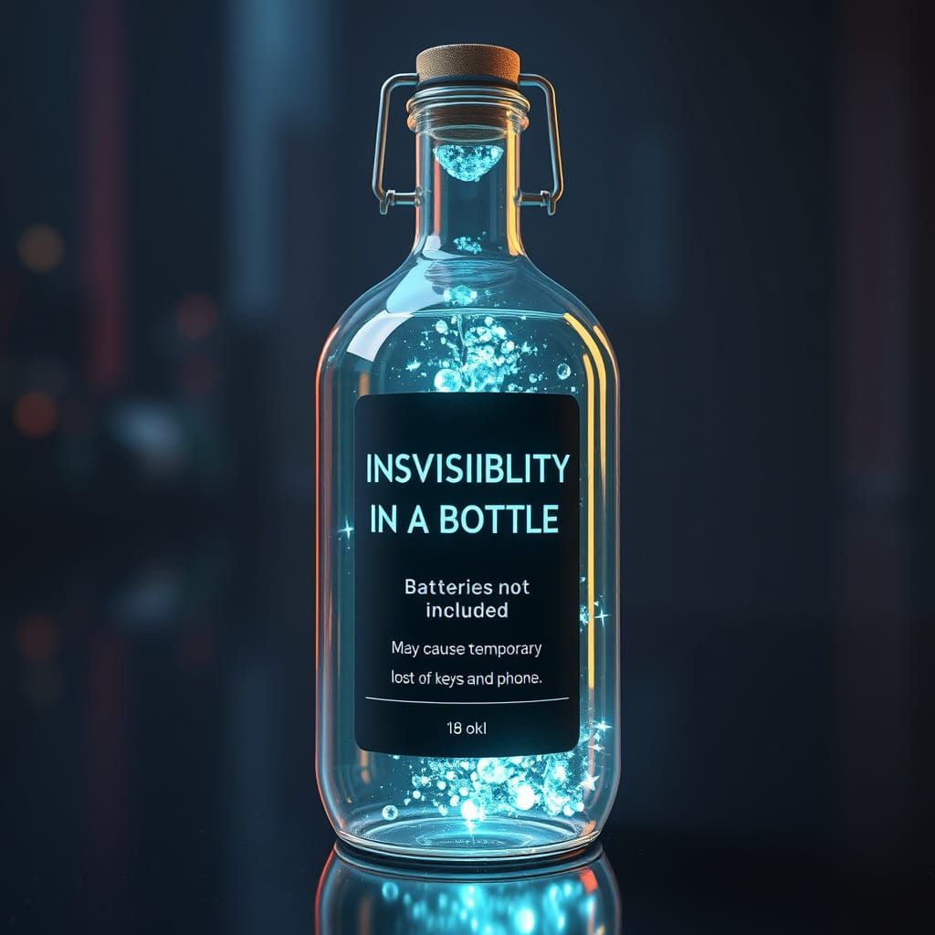 Magical Invisibility Potion in a Sleek Modern Bottle