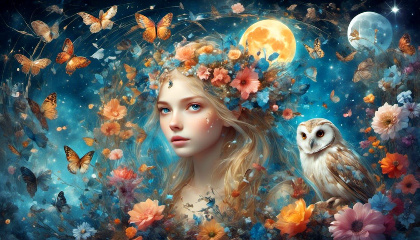 Ethereal Fairy Woman in a Hyperdetailed Fantasy Landscape