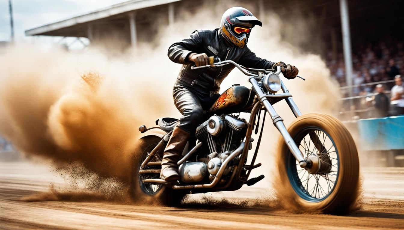 Dieselpunk Superhero Motorcycle Speedway Jump