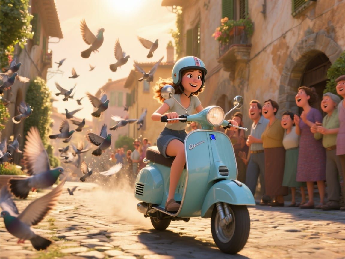 Carefree Vespa Ride Through a Tuscan Village