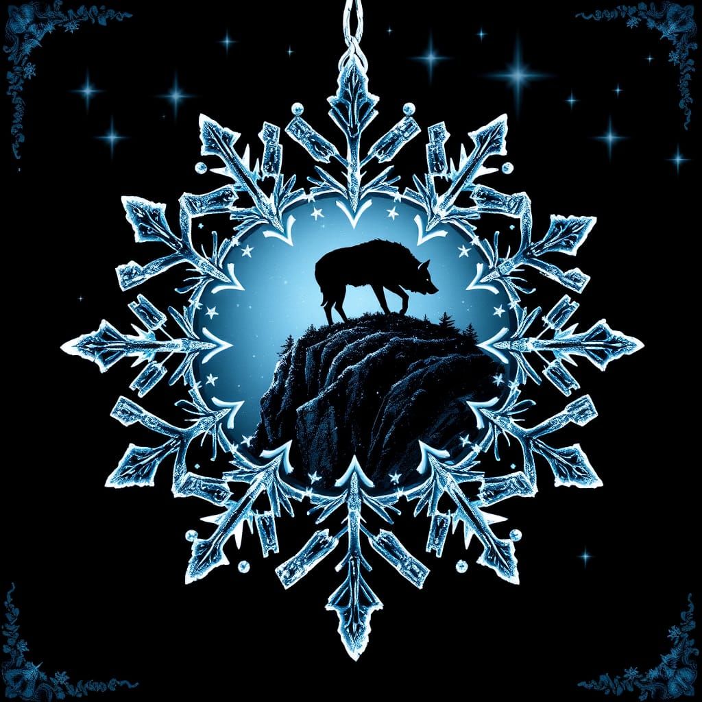 Synthwave Snowflake Pendant in Neon-Lit Darkness