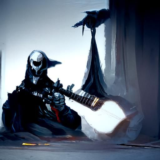 Sinister Reaper Playing Guitar in Dark Style