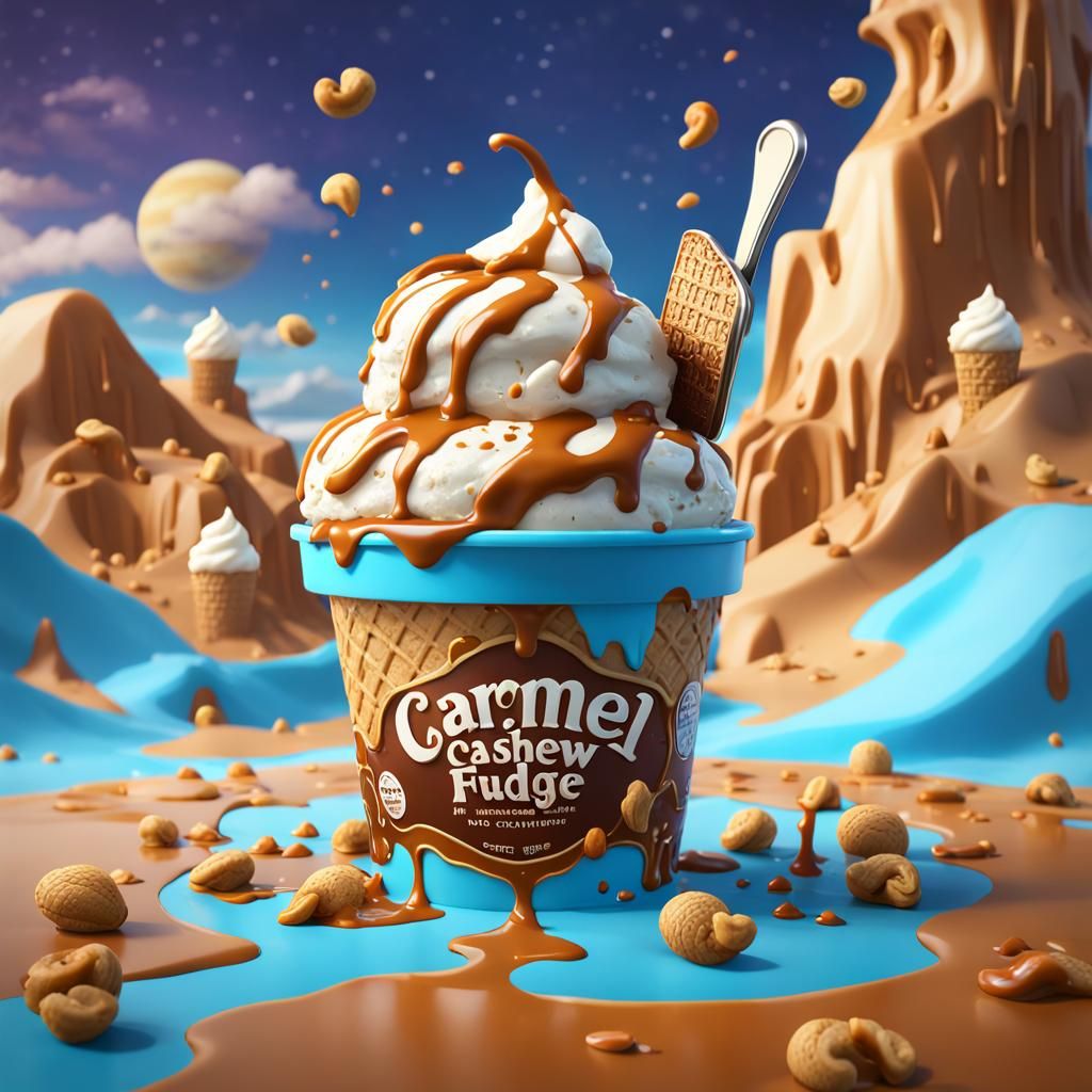Caramel cashew fudge ice cream (PH)
