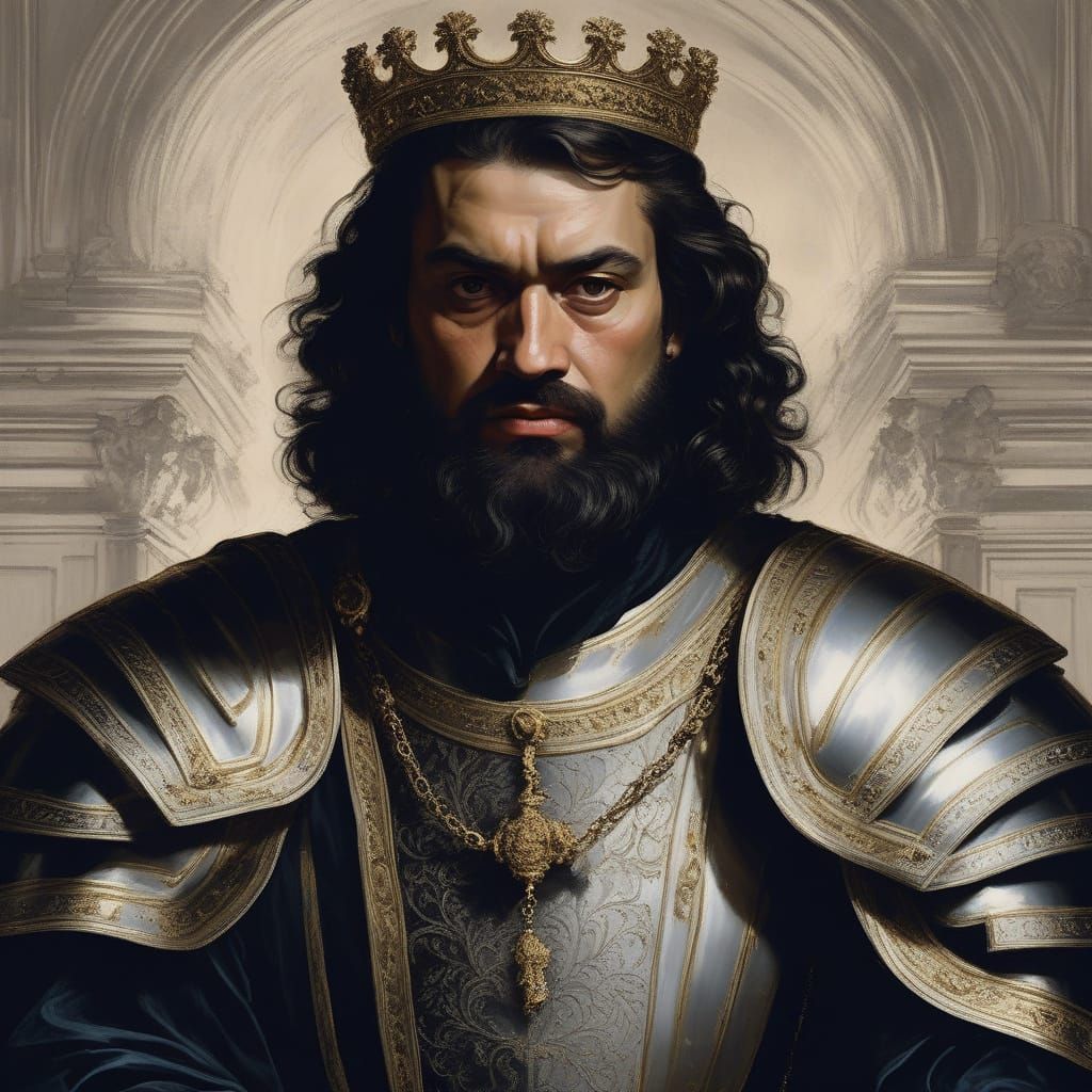 Baroque King Portrait in Chiaroscuro Lighting