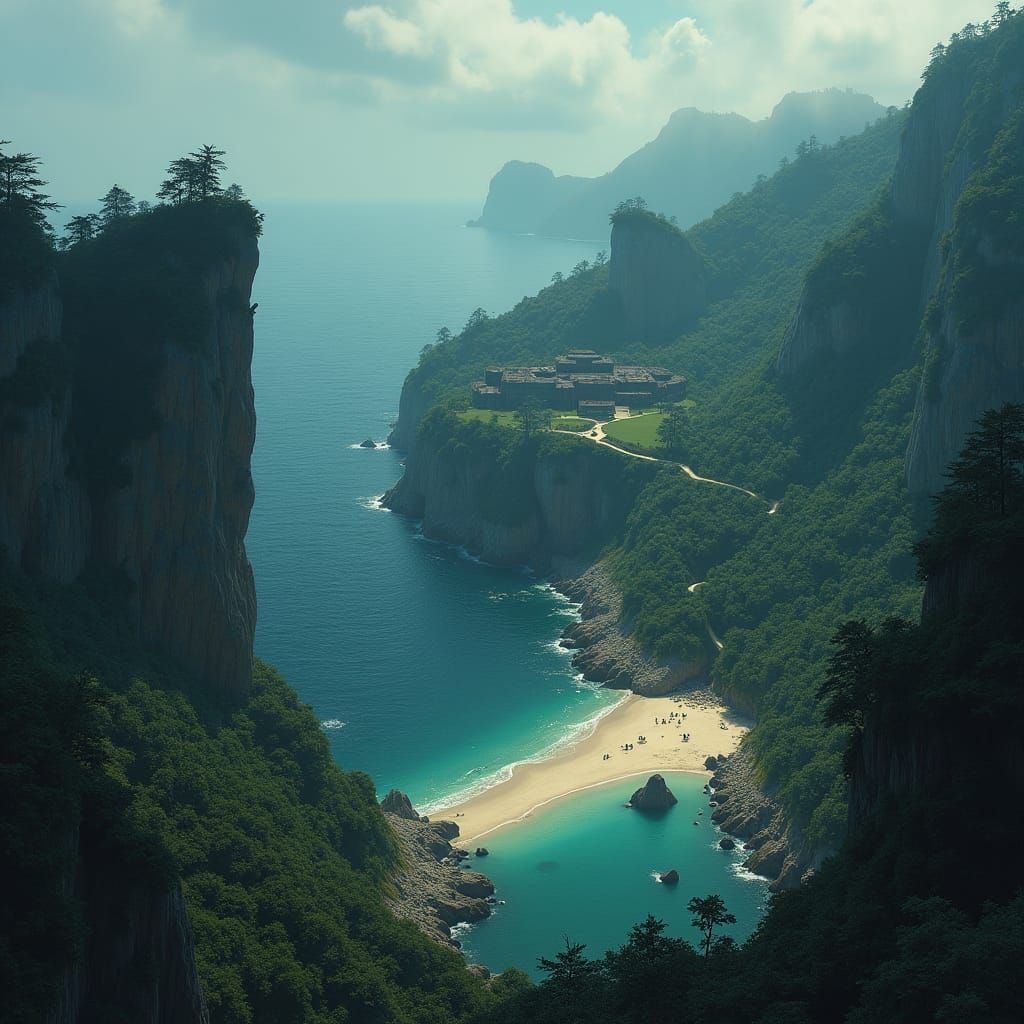 Eerie Mystical Island with Abandoned Military Base