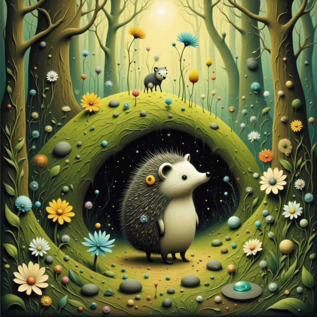 Whimsical Hedgehog in Enchanted Forest
