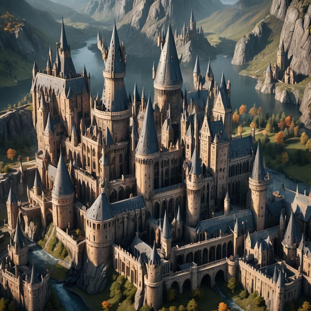 Detailed Matte Painting of Hogwarts in 8K
