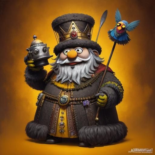 Crowned Muppet in Pop Surrealist Painting