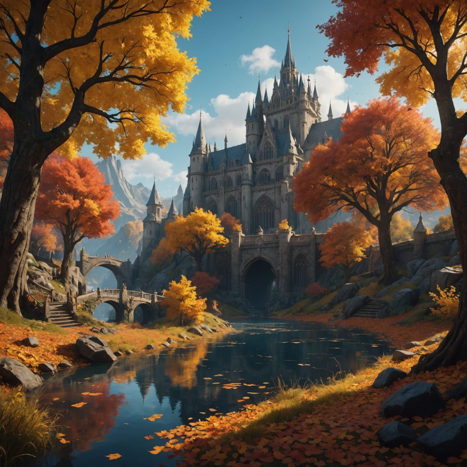 Detailed Matte Painting of a Fall Day