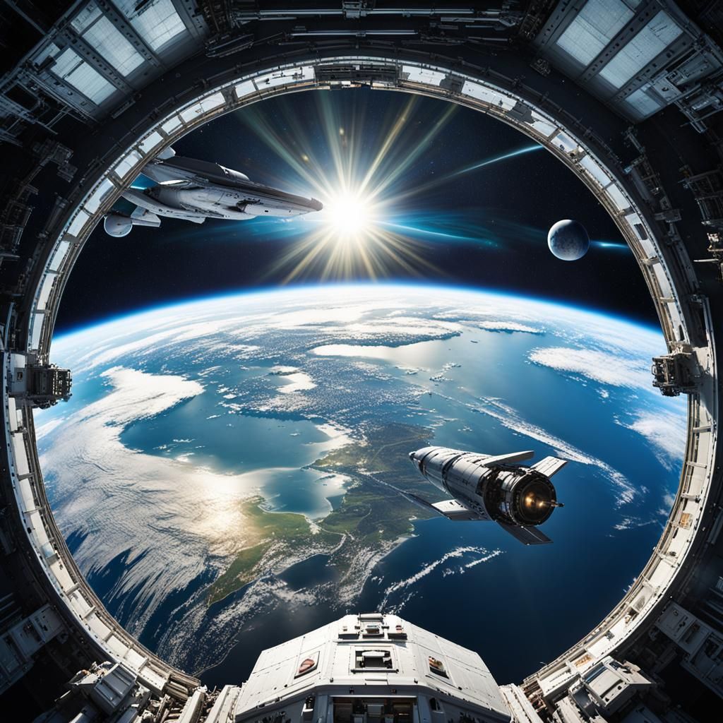 Earth Orbit View from Starfighter in Photography Style