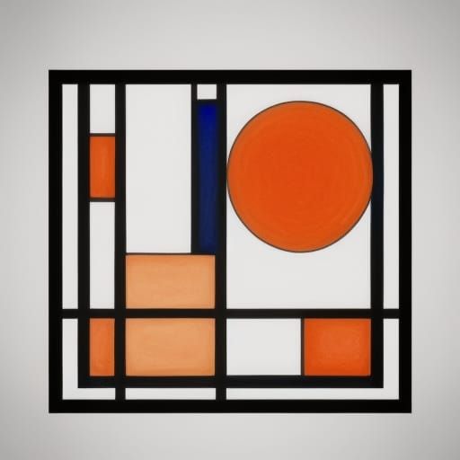 Mondrian Style Abstract Art with Geometric Shapes