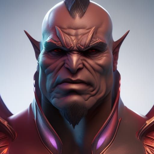 Eldritch Demonic Orc Seal Portrait in Hyperdetailed Style