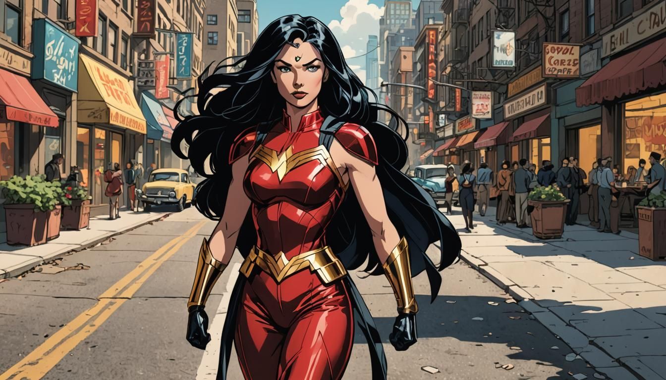 Wonder Girl in 1950s Anime Style