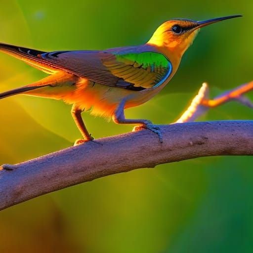 Hummingbird Sunset: Iridescent Wings in Golden Light