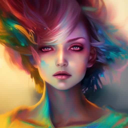 Colorful Mage Woman Concept Art in Technicolor