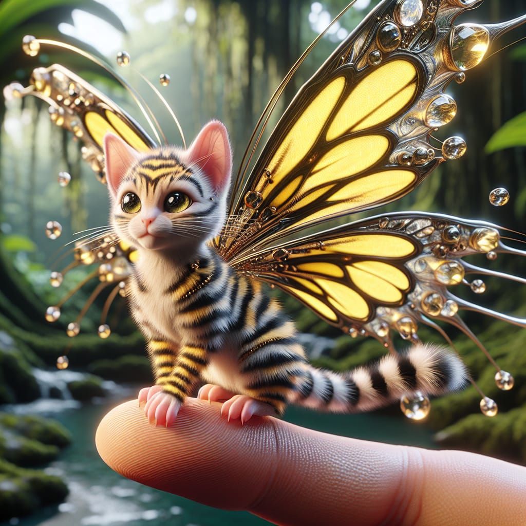Stunning Ultra-Realistic Macro Painting of a Kitten Fairy