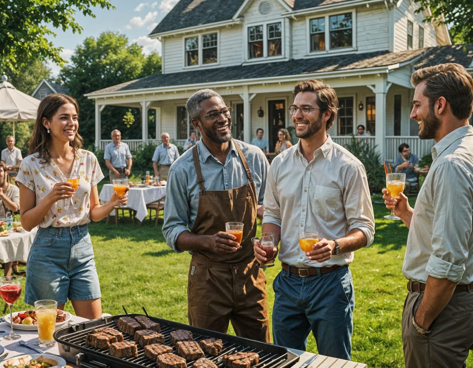 Vibrant Summer Lawn Party in Hyperrealistic Style