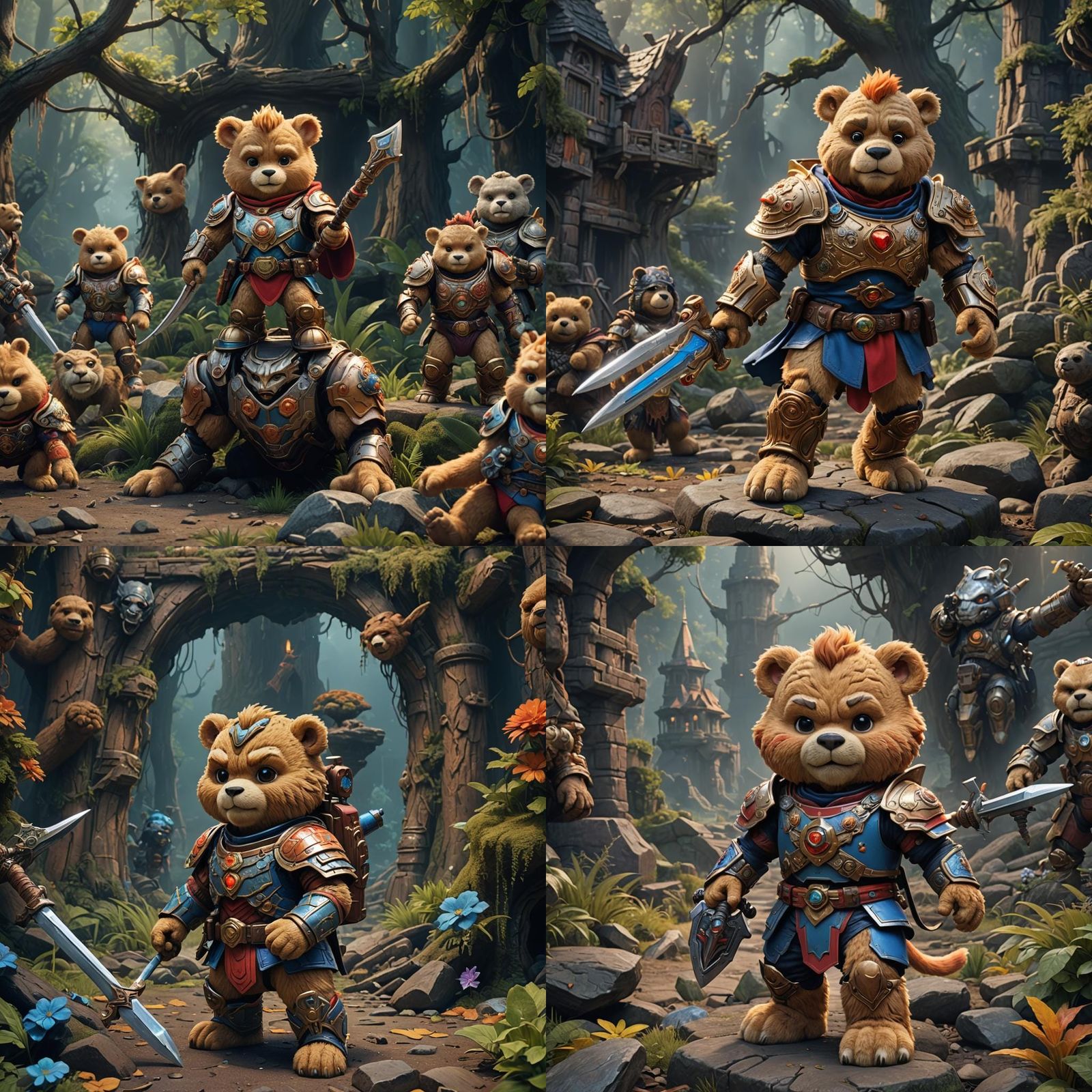 Teddy Ruxpin Warrior in Detailed Matte Painting Style