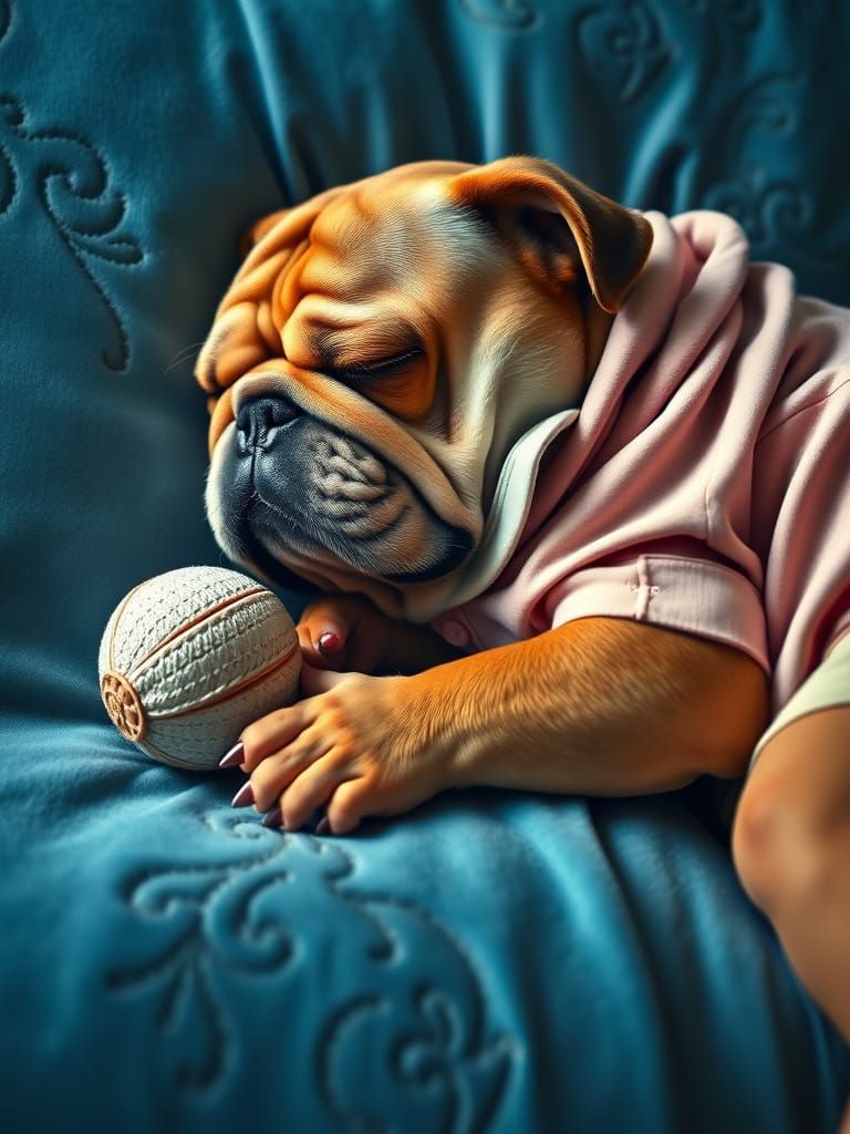 Serene Bulldog Nap in Cinematic Style
