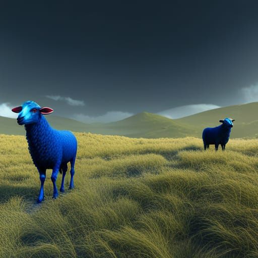 Fantastical Blue Sheep Matte Painting