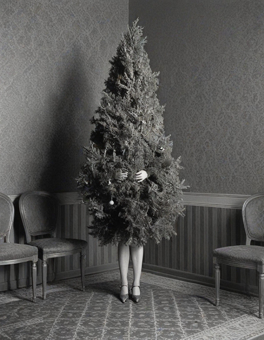 A Christmas Tree Mural with Human Appendages