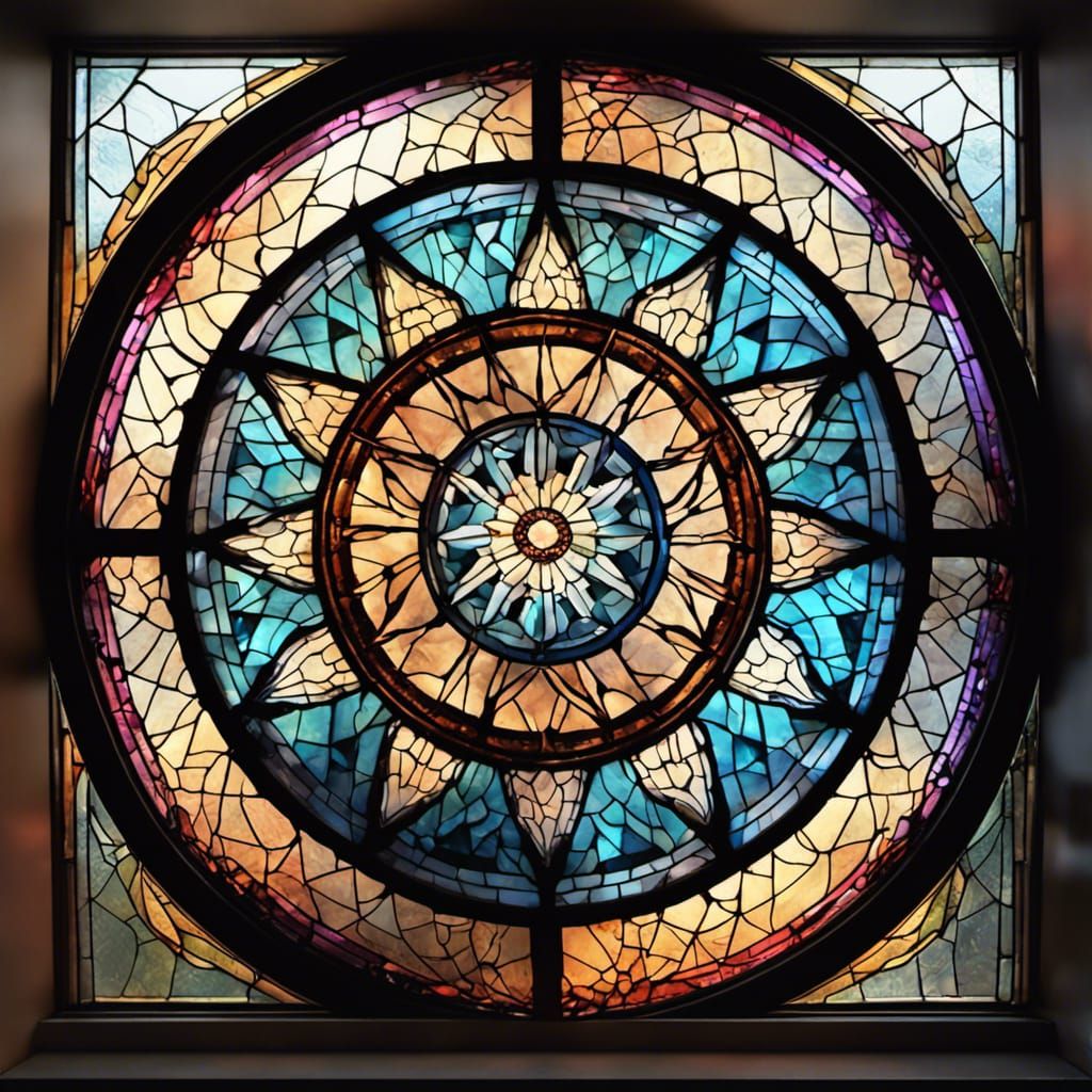Intricate Stained Glass Mandala with Constellation Map
