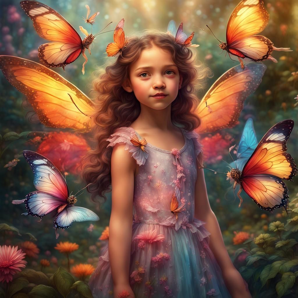 Butterfly Fairies Share Magic in Whimsical Garden